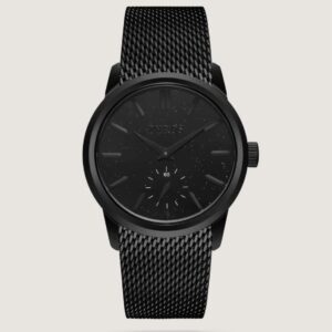 ساعة رجالية بسير شبكي بلون أسود