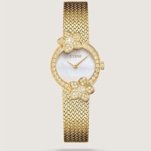 ساعة زهر النسائية ببريق مميز بلون ذهبي