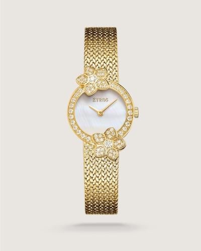 ساعة زهر النسائية ببريق مميز بلون ذهبي