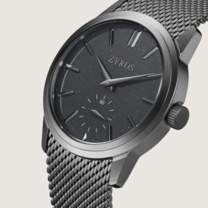 ساعة رجالية بسير شبكي بلون رمادي