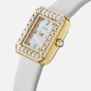 ساعة وِبل النسائية بمينا مربع من الجلد باللون الأبيض